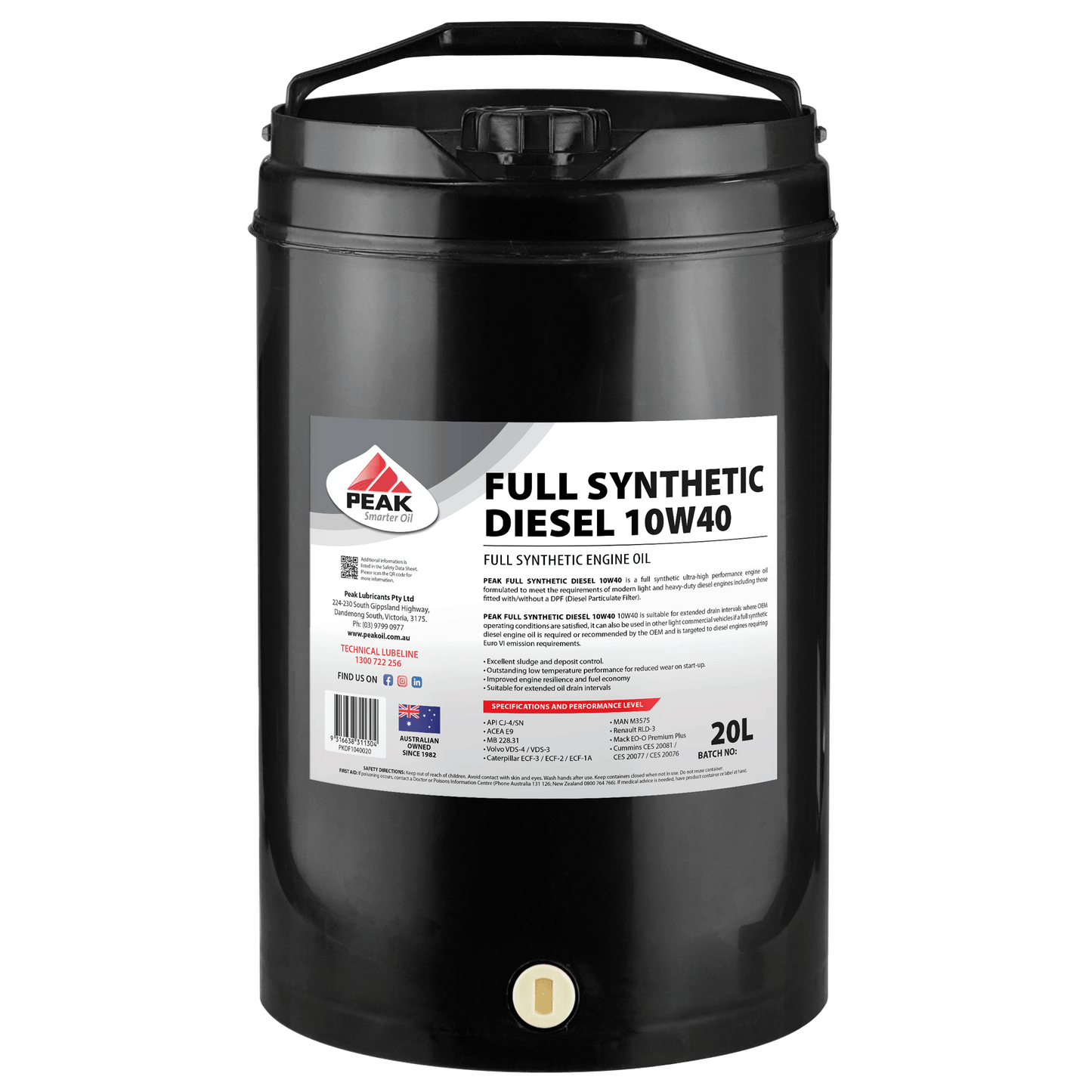 PEAK FULL SYNTHETIC DIESEL 10W40