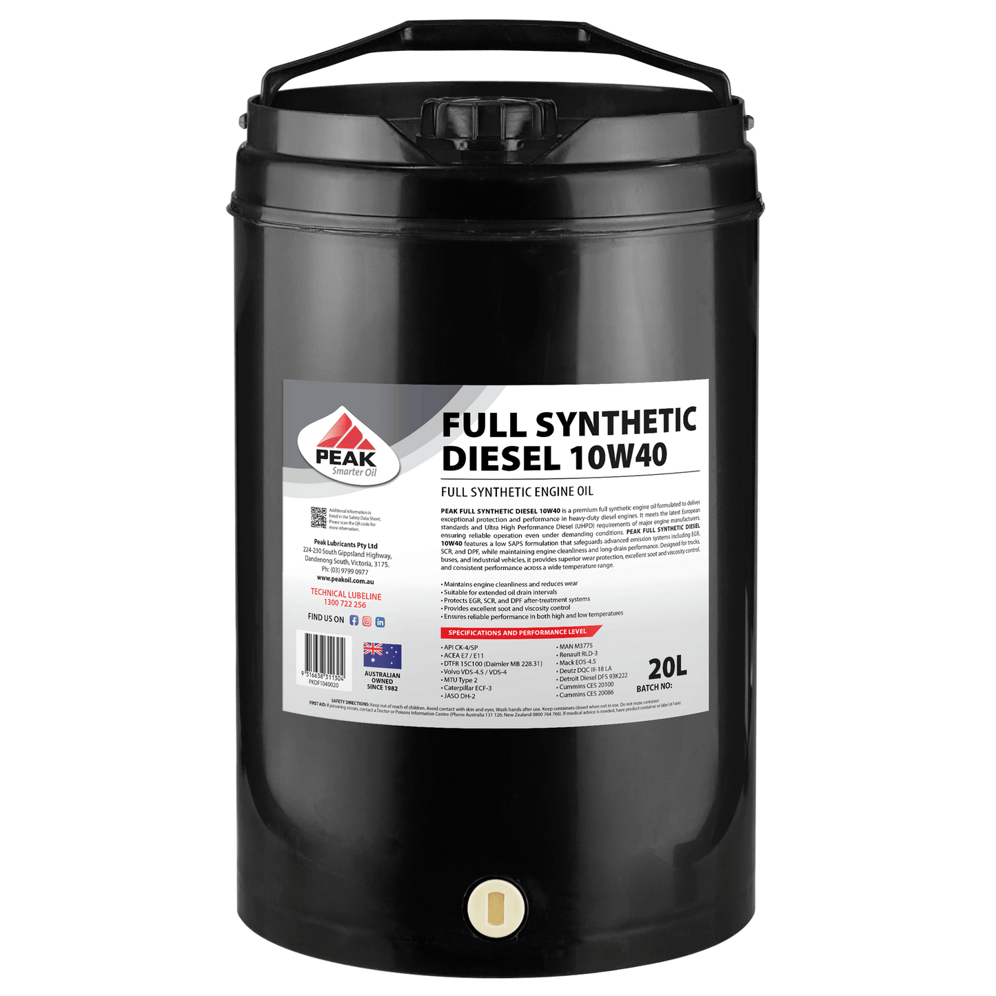 PEAK FULL SYNTHETIC DIESEL 10W40