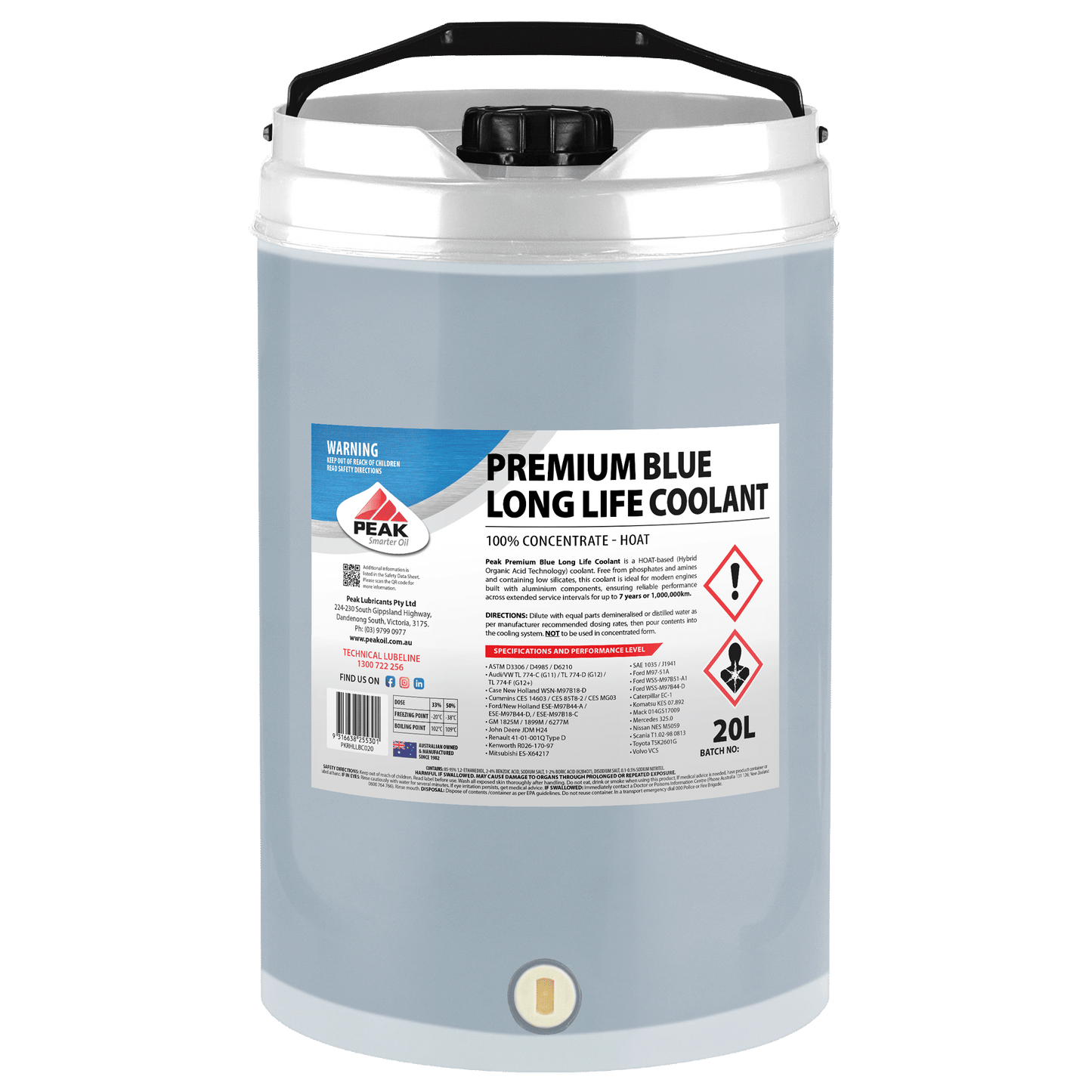 PEAK PREMIUM BLUE LONG LIFE COOLANT CONCENTRATE - HOAT