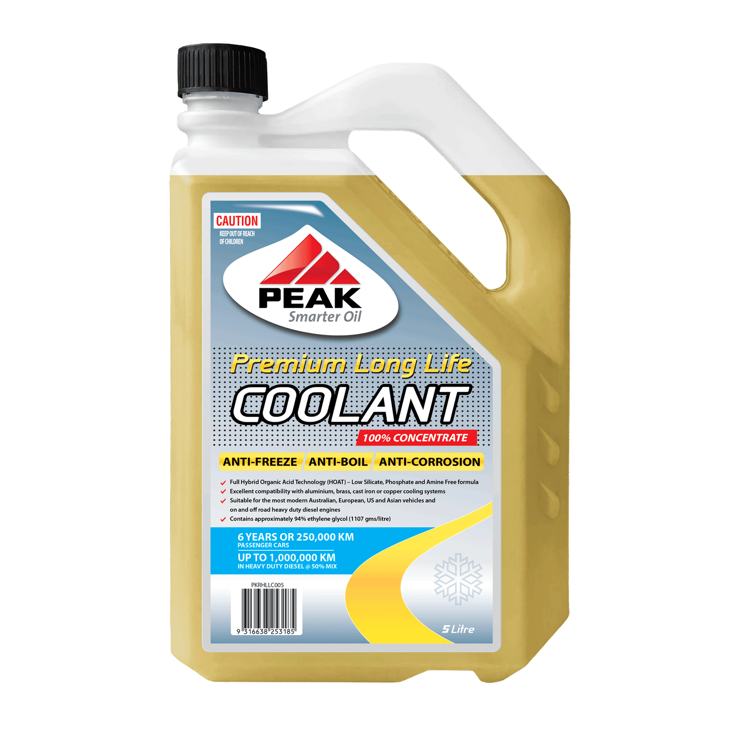 PEAK PREMIUM LONG LIFE YELLOW COOLANT CONCENTRATE - HOAT