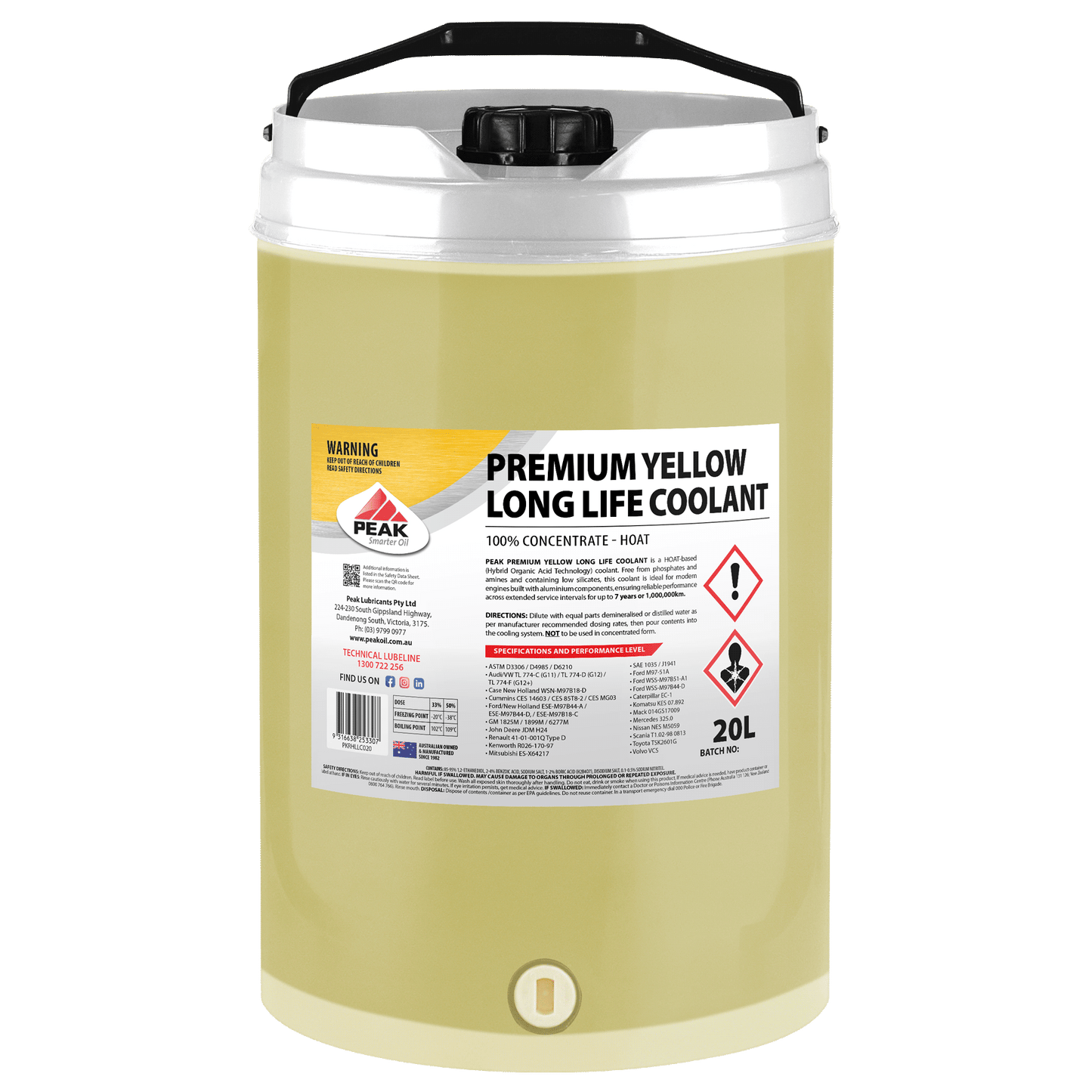 PEAK PREMIUM LONG LIFE YELLOW COOLANT CONCENTRATE - HOAT