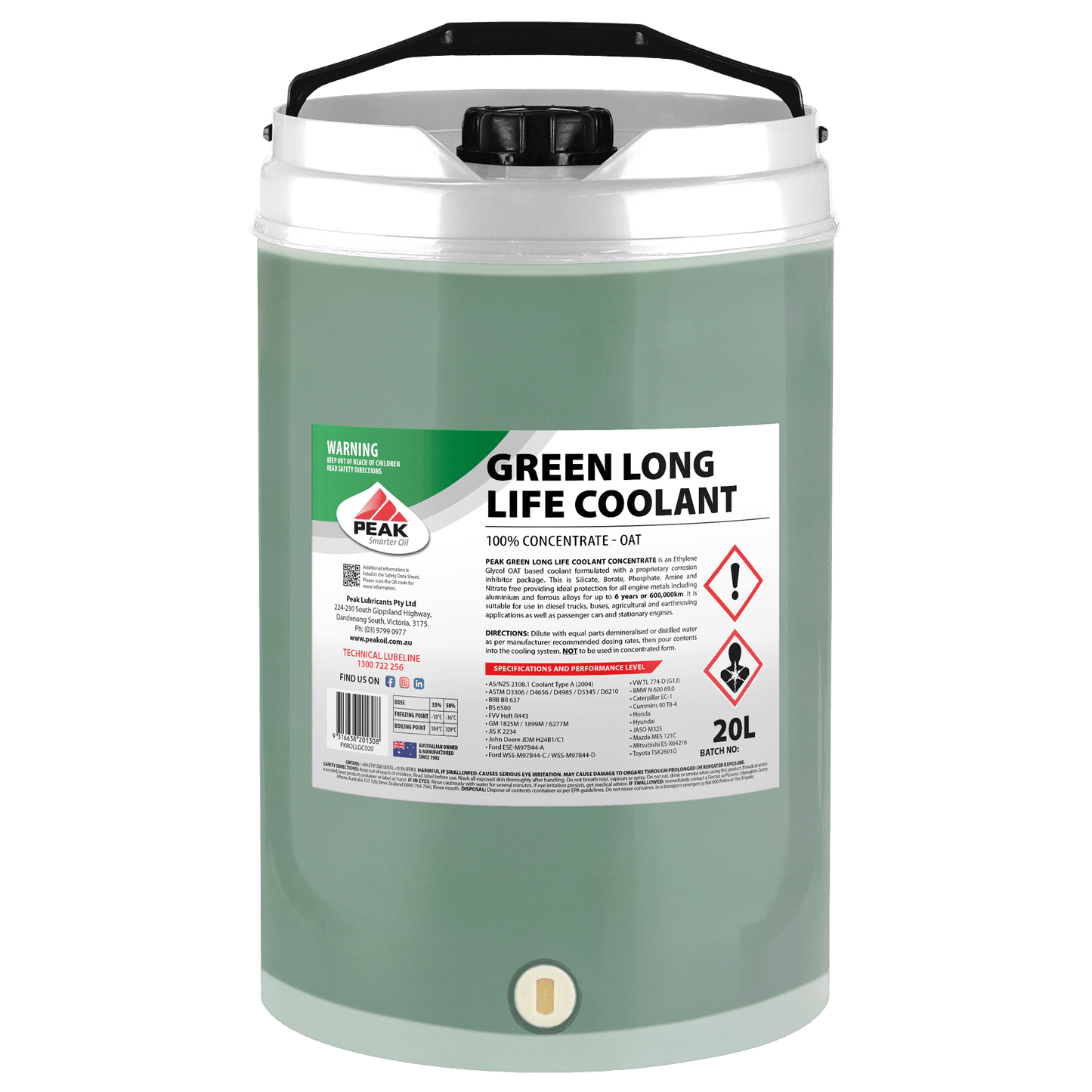 PEAK GREEN LONG LIFE COOLANT CONCENTRATE - OAT
