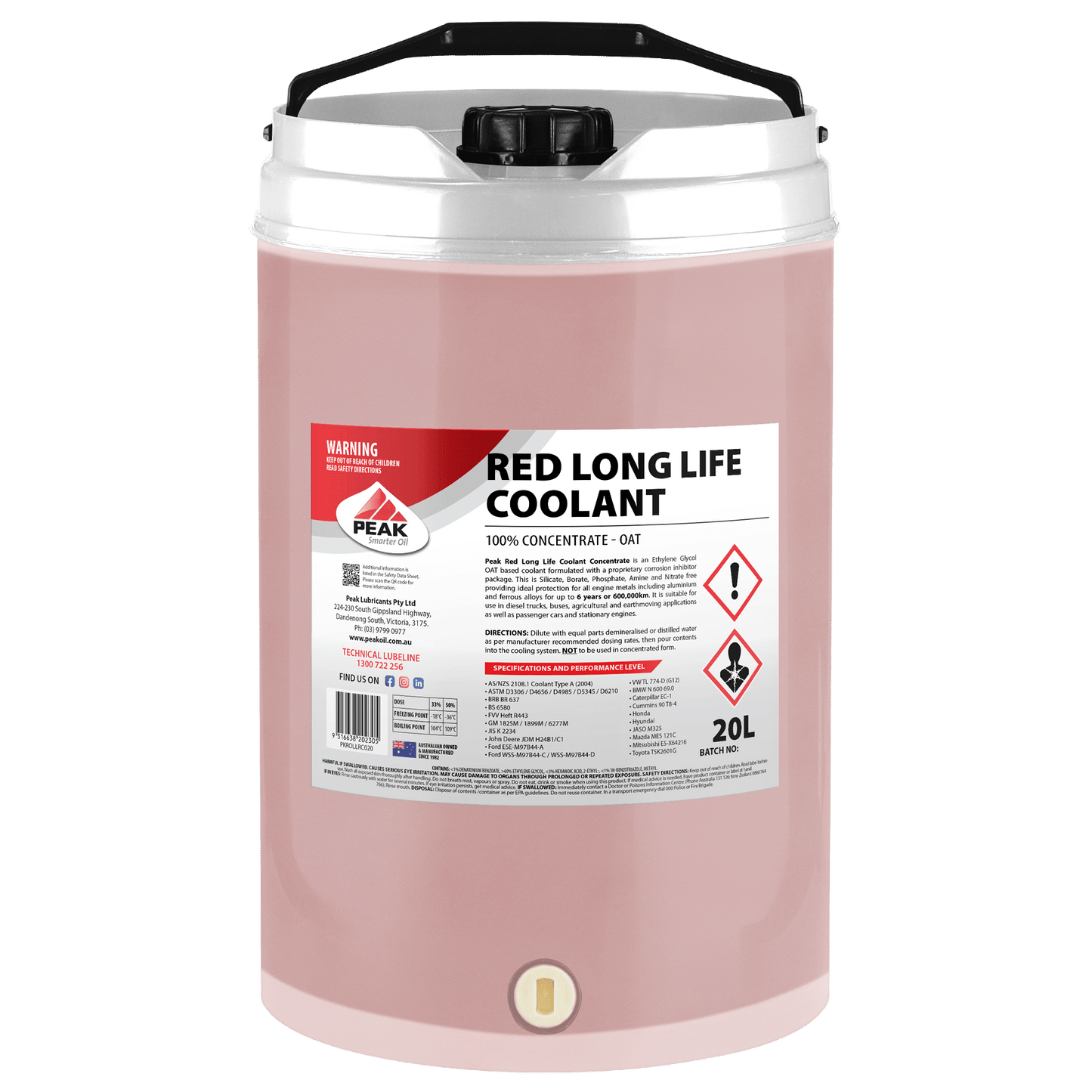 PEAK RED LONG LIFE COOLANT CONCENTRATE - OAT